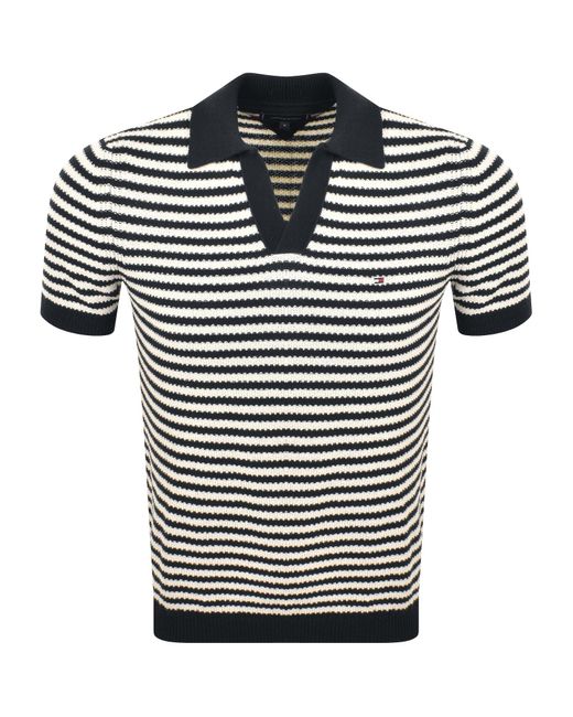 Tommy Hilfiger Black Striped Knit Polo for men