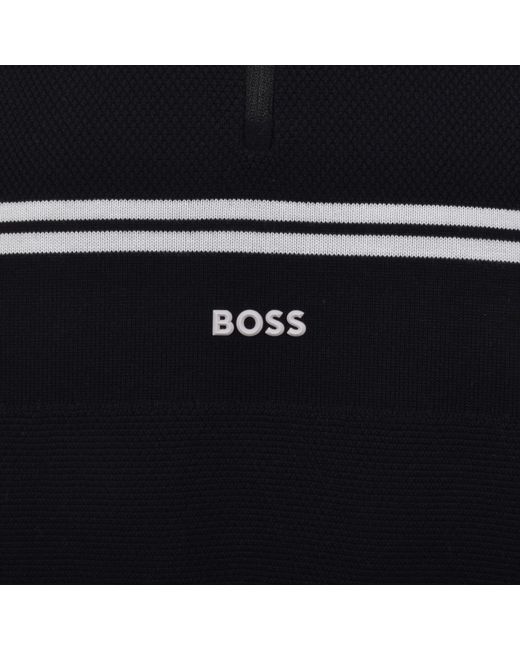 Boss Black Boss Zip Neck Knit Jumper Dark for men