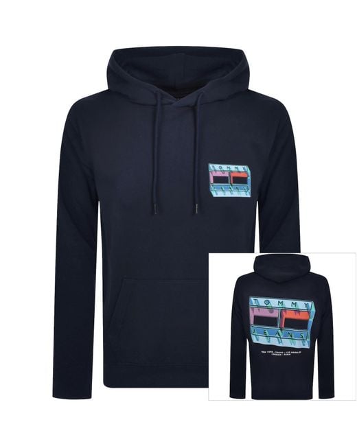 Tommy Hilfiger Blue Essential Flag Logo Hoodie for men