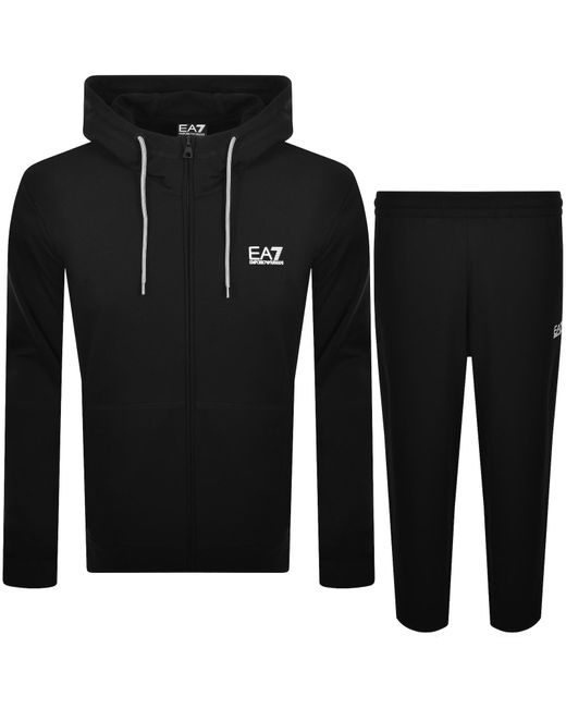 EA7 Black Emporio Armani Hooded Tracksuit for men