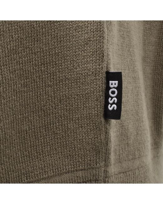 BOSS BUSINESS Green Boss Idino Full Zip Knit Jumper for men