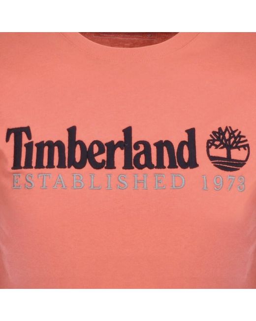 Timberland Pink Logo T Shirt for men