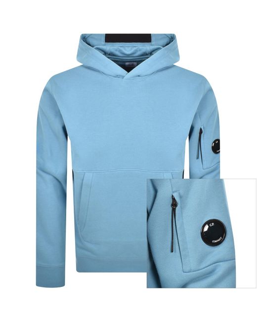 C P Company Blue Cp Company Diagonal Raised Hoodie Aegean for men