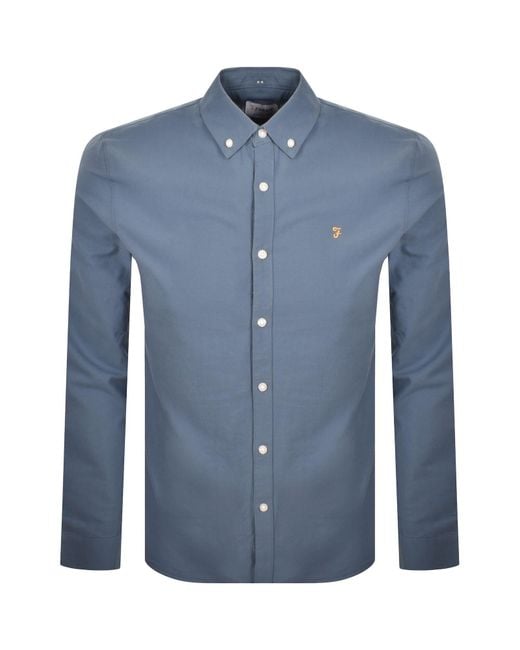 Farah Blue Farah Brewer Long Sleeve Shirt for men