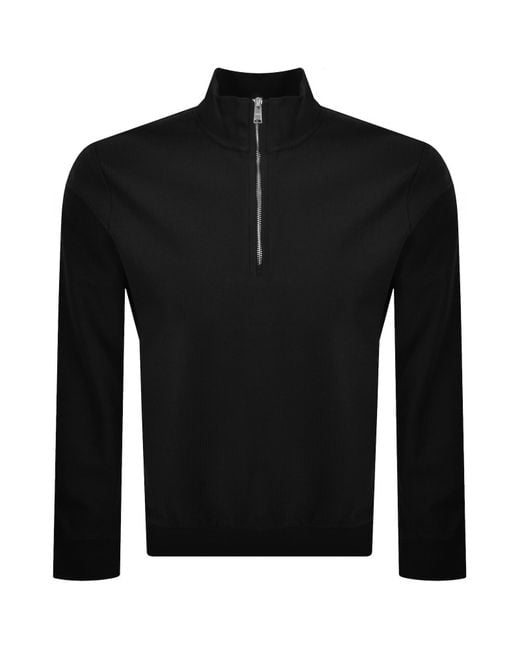 BOSS BUSINESS Black Boss H Sidney 70 Quarter Zip Sweatshirt for men