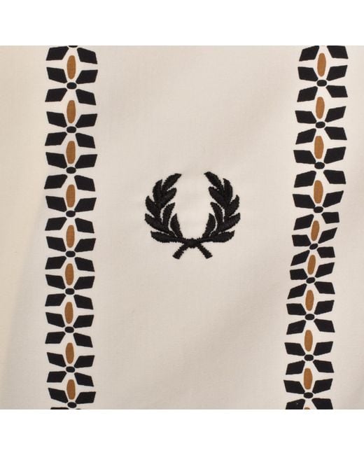 Fred Perry Natural Placement Print Shirt Ecru for men