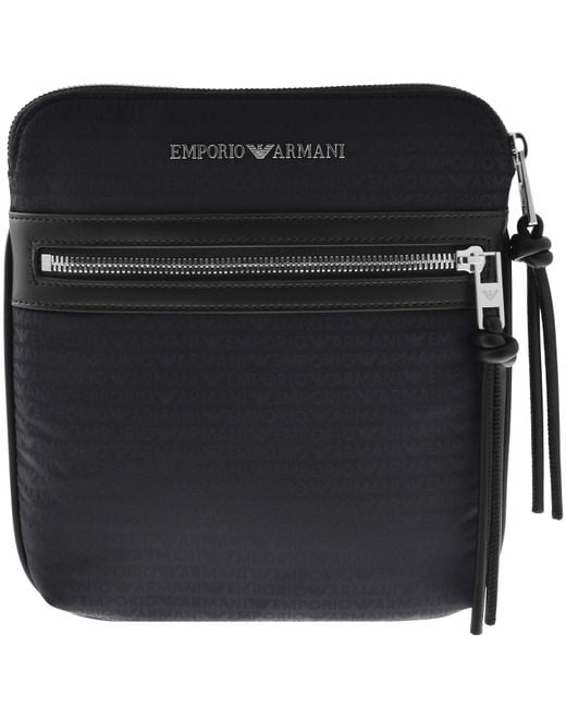 Armani Black Emporio Logo Crossbody Bag for men