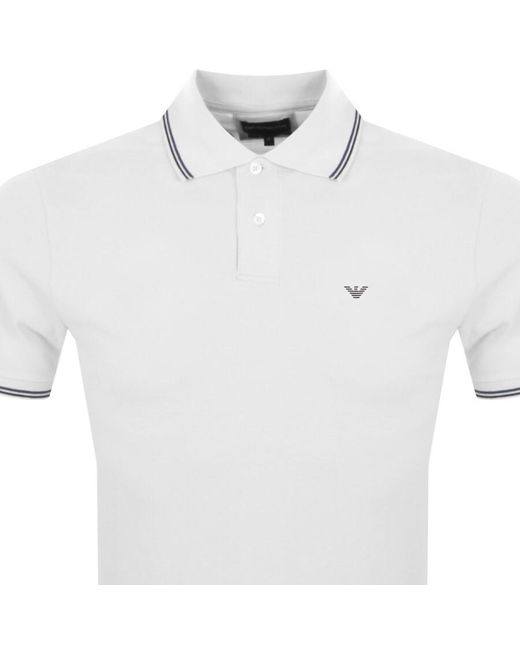 Armani White Emporio Short Sleeved Polo T Shirt for men