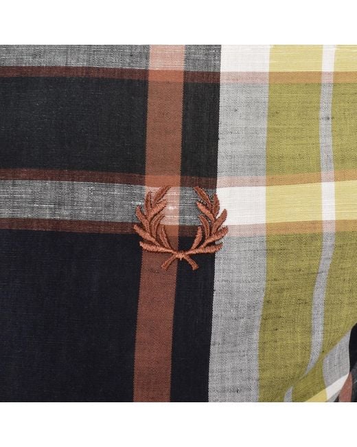 Fred Perry Black Short Sleeved Madras Check Shirt for men