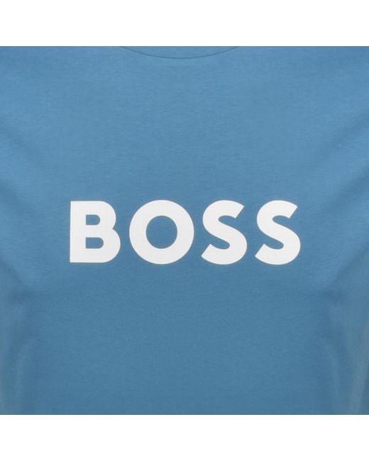 BOSS BUSINESS Blue Boss Beachwear Logo T Shirt for men