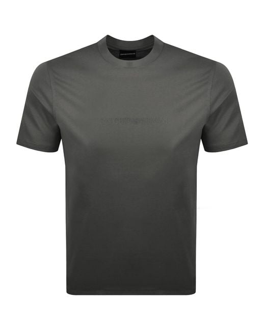 Armani Gray Emporio Logo T Shirt for men