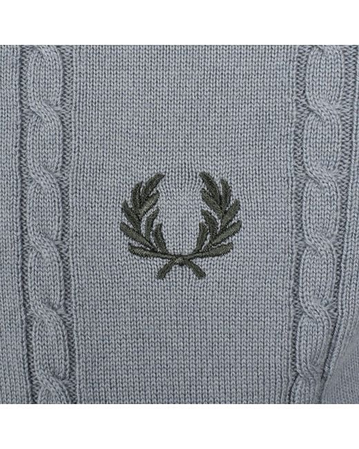 Fred Perry Gray Cable Knit Polo Shirt for men
