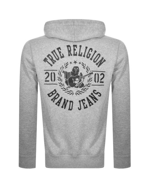 mens grey true religion hoodie