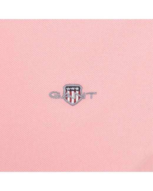 Gant Pink Regular Shield Pique Polo T Shirt for men