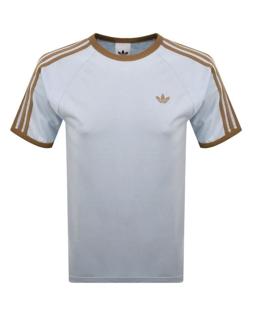 Adidas Originals Blue 3 Stripes T Shirt for men