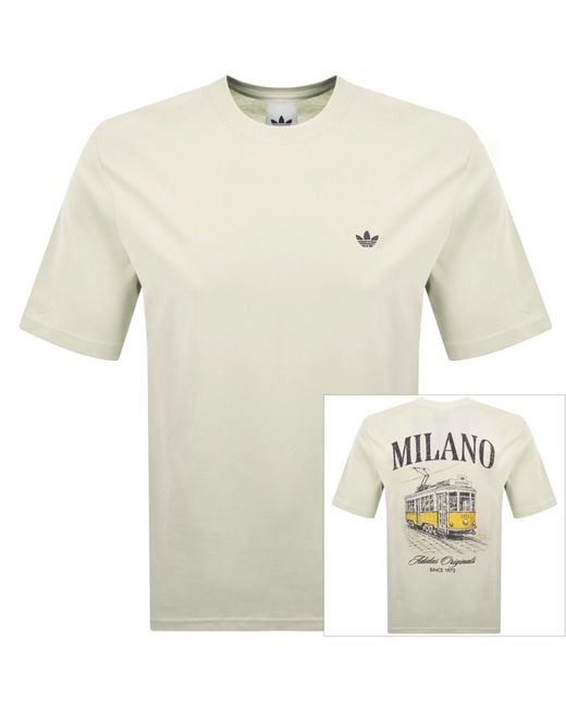 Adidas Originals Natural Milan Gfx T Shirt Off for men