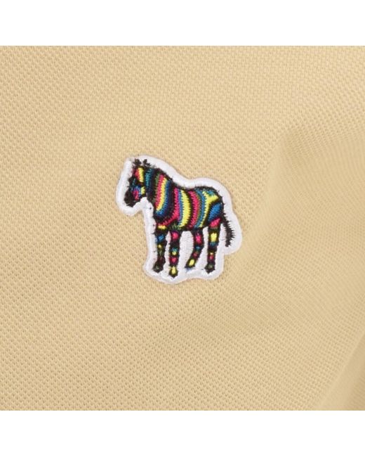 Paul Smith Natural Zebra Badge Long Sleeve Polo for men