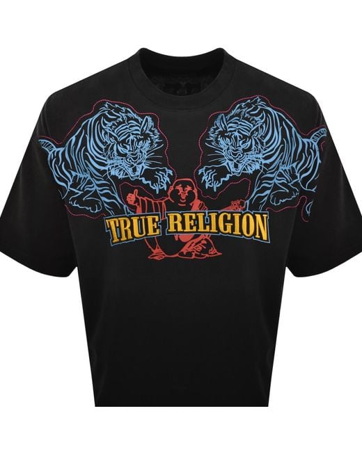 True Religion Black Tiger Oversized T Shirt for men
