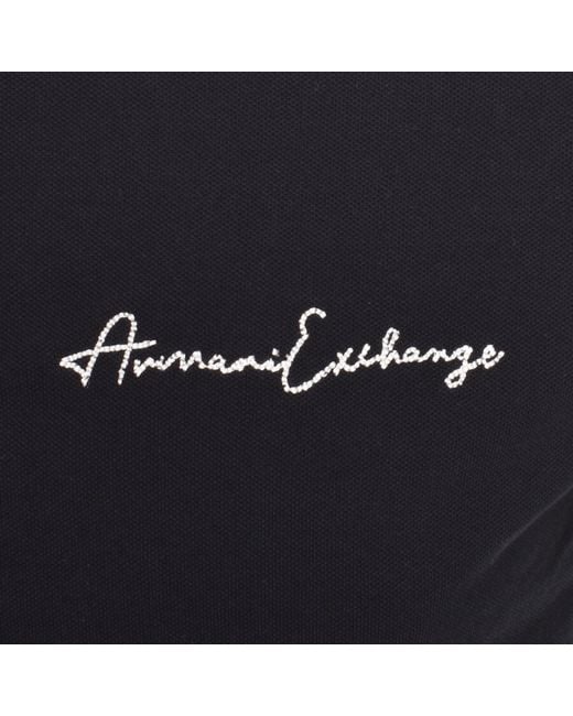 ARMANI EXCHANGE Black Logo Polo T Shirt for men