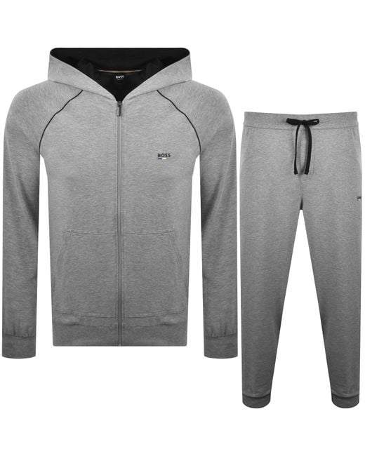 BOSS BUSINESS Gray Boss Oliver Hooded Tracksuit for men