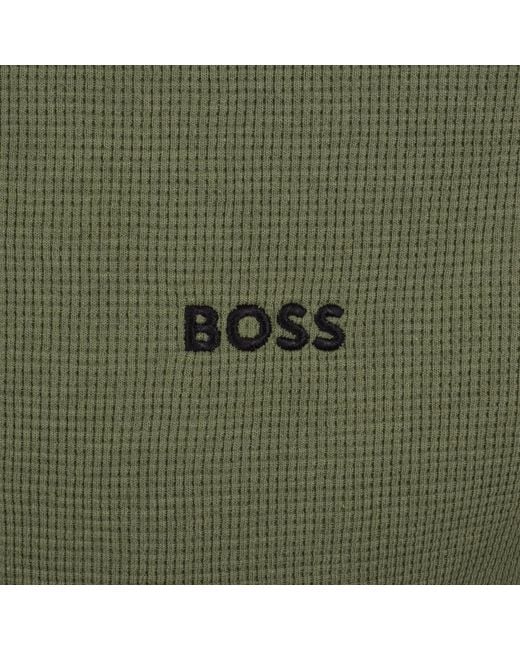 BOSS BUSINESS Green Boss Waffle T Shirt for men