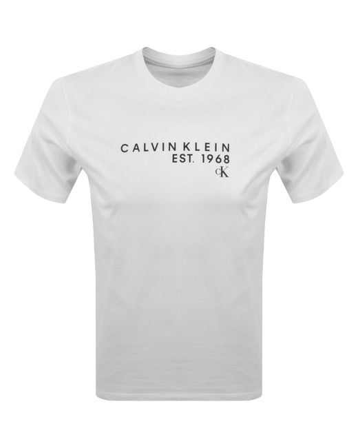 Calvin Klein White Jeans Logo T Shirt for men