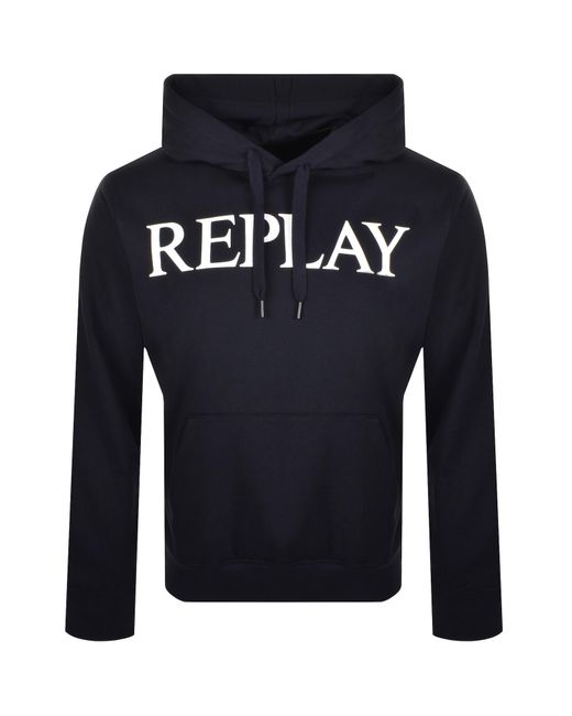 Replay Blue Logo Hoodie for men