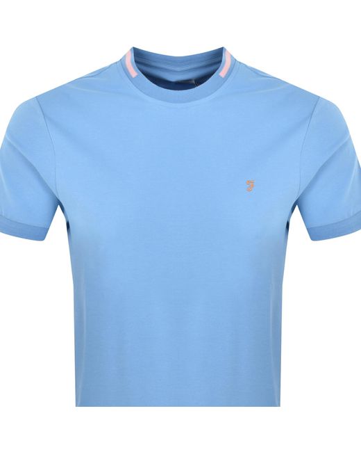 Farah Blue Bedingfield Tipping T Shirt for men