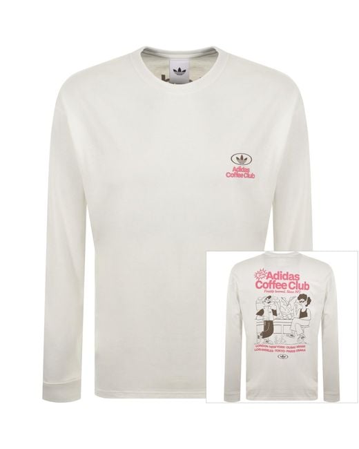 Adidas Originals White Long Sleeve Cafe T Shirt for men