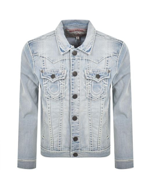 True Religion Blue Jimmy Rope Stitch Denim Jacket for men
