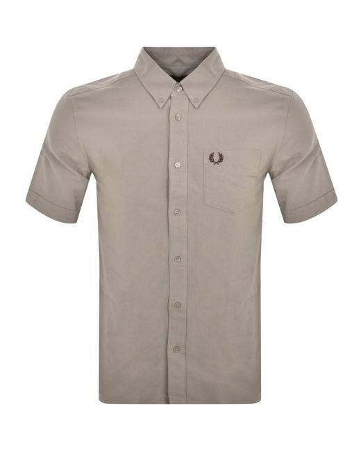 Fred Perry Gray Oxford Short Sleeve Shirt for men