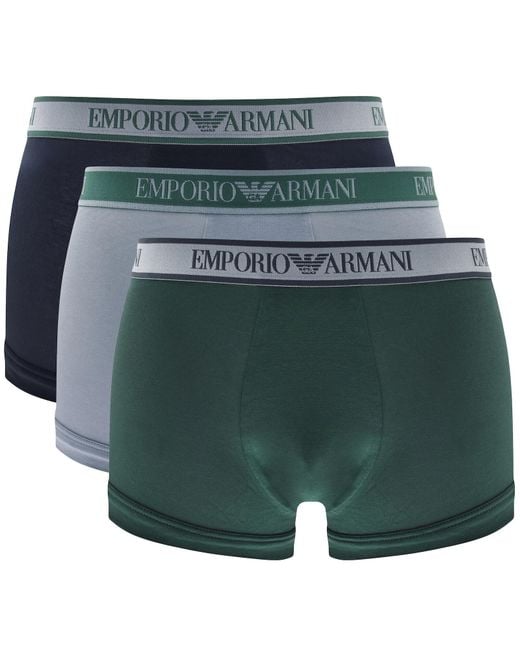 Armani Green Emporio Underwear 3 Pack Boxer Trunks for men
