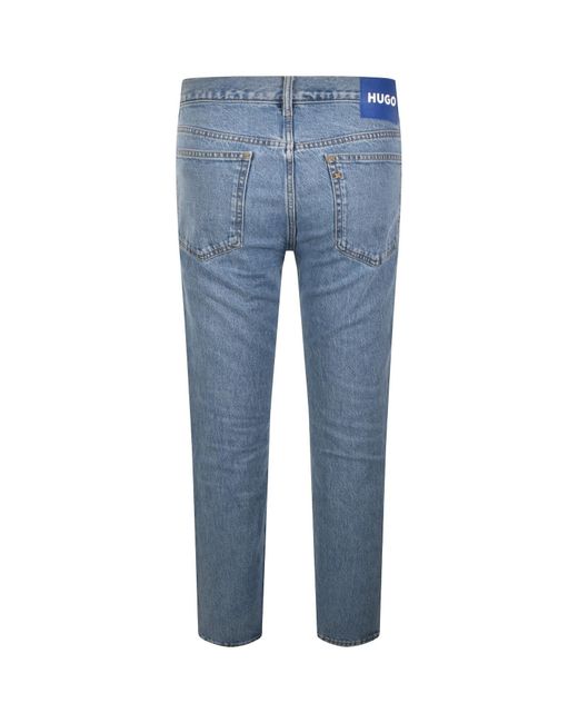 HUGO Blue Slim Fit Ash Light Wash Jeans for men