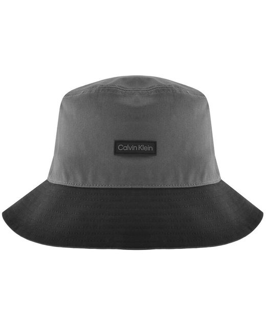 Calvin Klein Gray Logo Bucket Hat for men