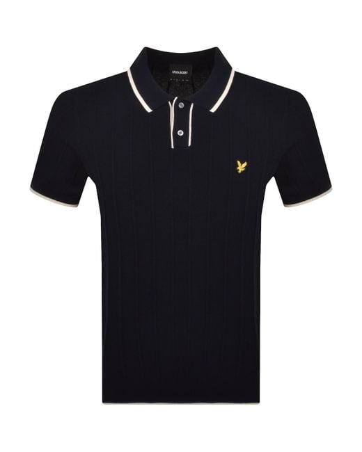 Lyle & Scott Black Tipped Knitted Polo T Shirt for men