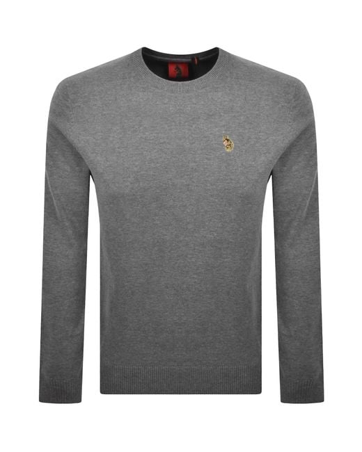 Luke 1977 Gray Gerard 3 Knit Jumper for men
