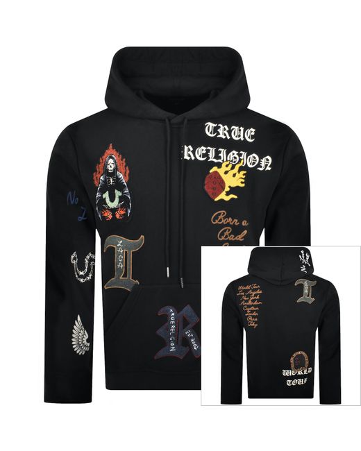True Religion Black Patch Hoodie for men