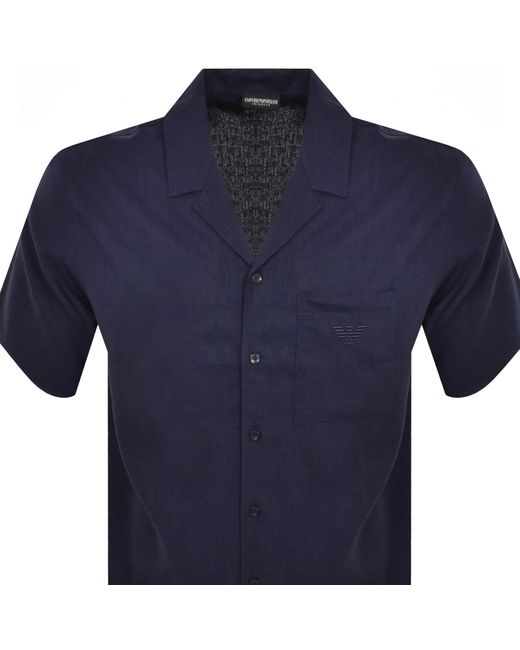 Armani Blue Emporio Short Sleeved Shirt for men