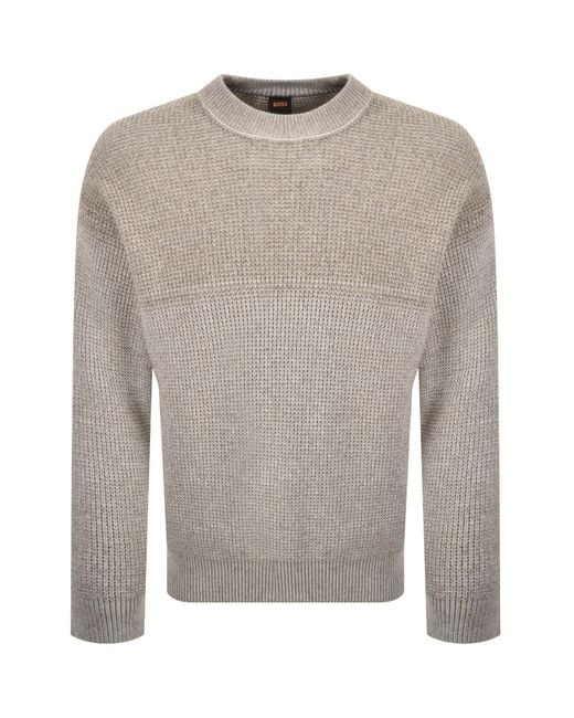 Boss Gray Boss Kartney Knit Jumper for men