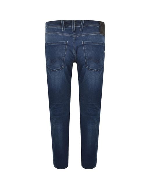 Replay Blue Anbass Hyperflex Jeans for men