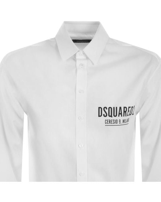 DSquared² White Ceresio 9 Long Sleeve Shirt for men