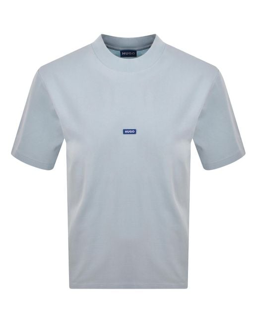 HUGO Blue Nieros Logo T Shirt Open for men