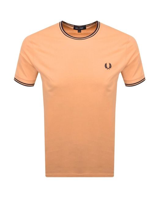 Fred Perry Orange Twin Tipped T Shirt for men