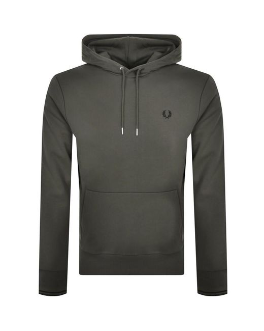 Fred Perry Green Tipped Logo Hoodie for men