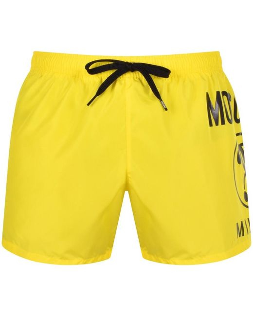 Moschino Yellow Logo Swim Shorts for men
