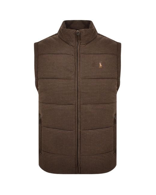 Ralph Lauren Brown Quilted Dogstooth Gilet for men