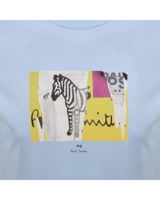 Paul Smith Blue Zebra Graphic T Shirt for men
