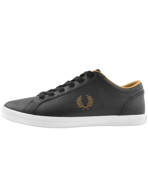 Fred Perry Black Baseline Leather Trainers for men