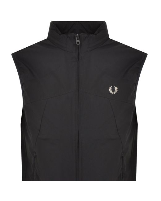 Fred Perry Black Zip Through Gilet for men