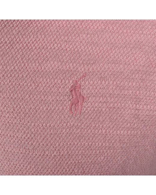Ralph Lauren Pink Textured Knit Polo T Shirt for men